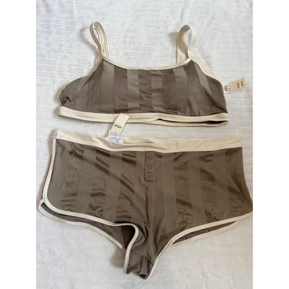 NWT Aerie Shine Sandscoop Bikini Top & Cheeky Boyshort Bottom Set 2XL